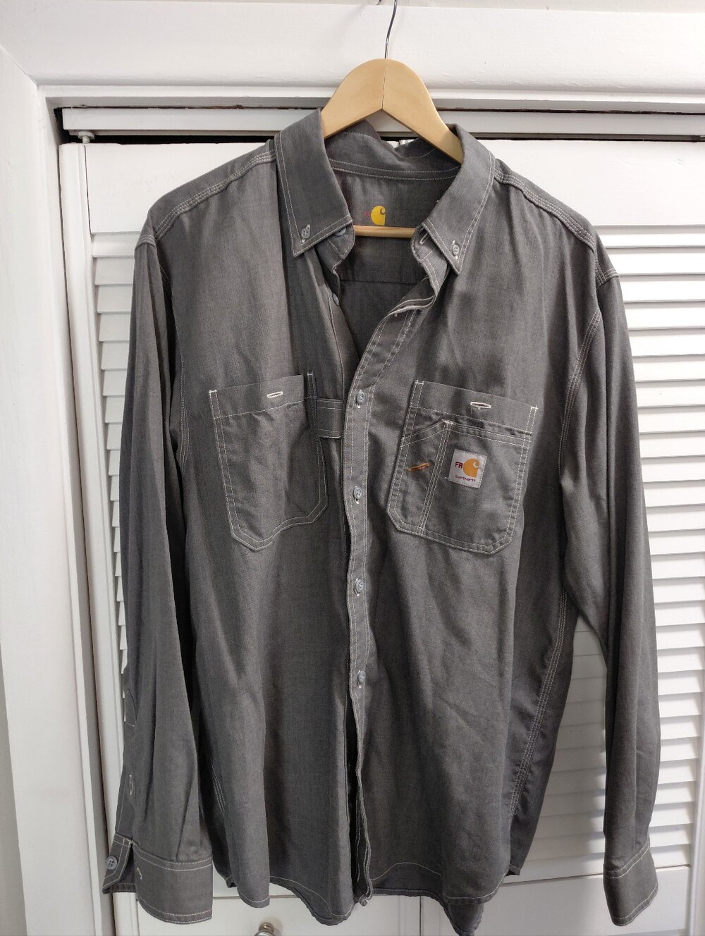 Carhartt Men's Gray Force Button-Down Long Sleeve Work Shirt